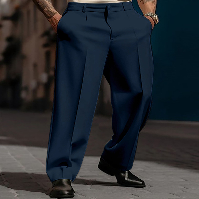 Men’s Casual Pleated Wide-Leg Pants
