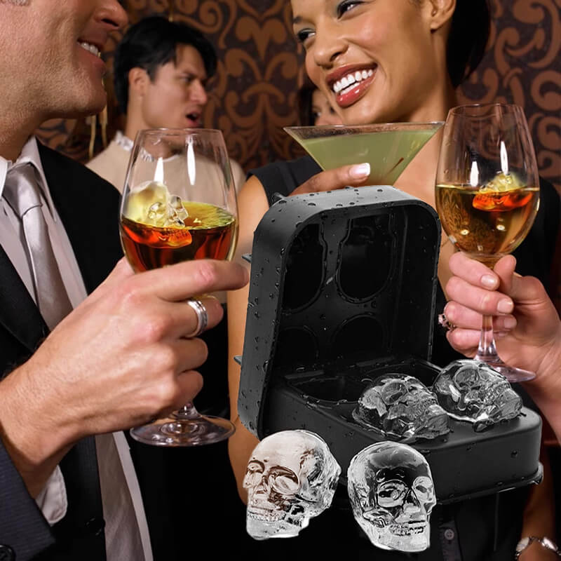  🔥💀DIY Silicone Skull Ice Cube Tray – Giant Slow-Melt Skull for Whiskey & Cocktails – Food-Grade & Multi-Use Mold 🥃