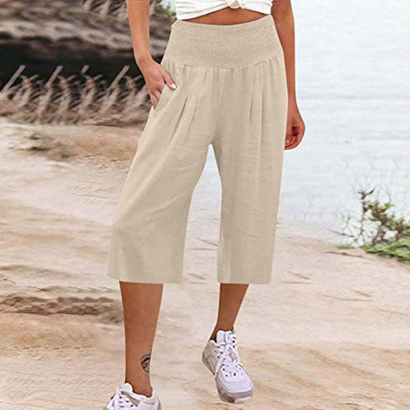 👖 Women’s Lightweight Elastic Waist Crop Pants (S-3XL) – Comfortable, Flowy & Perfect for Casual Summer Outfits ✨🌿
