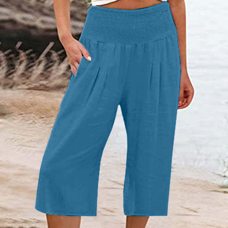 👖 Women’s Lightweight Elastic Waist Crop Pants (S-3XL) – Comfortable, Flowy & Perfect for Casual Summer Outfits ✨🌿