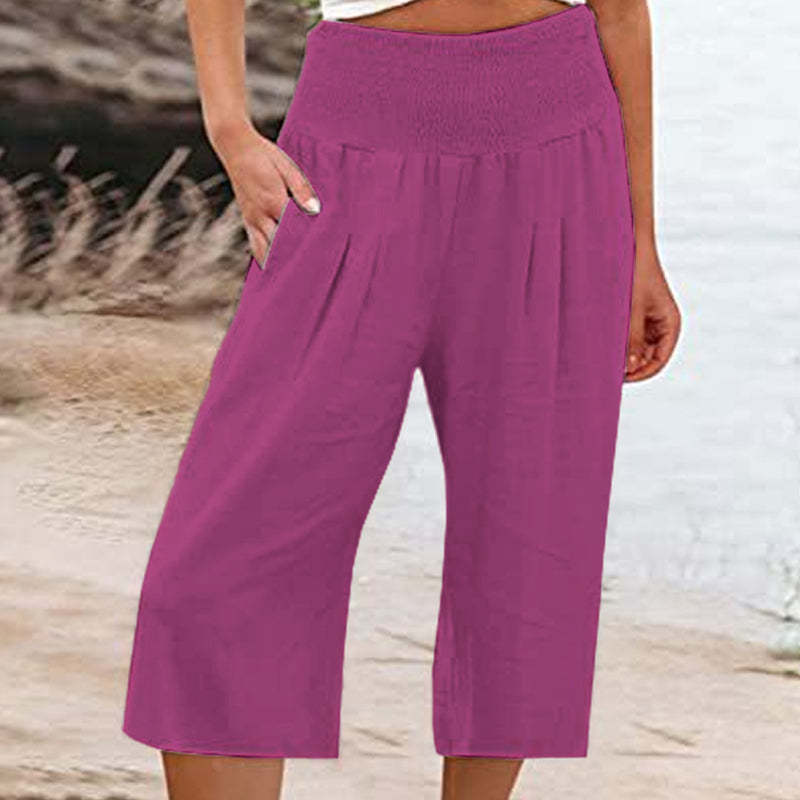 👖 Women’s Lightweight Elastic Waist Crop Pants (S-3XL) – Comfortable, Flowy & Perfect for Casual Summer Outfits ✨🌿