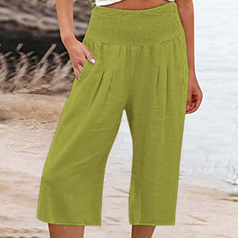 👖 Women’s Lightweight Elastic Waist Crop Pants (S-3XL) – Comfortable, Flowy & Perfect for Casual Summer Outfits ✨🌿