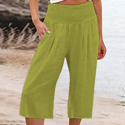👖 Women’s Lightweight Elastic Waist Crop Pants (S-3XL) – Comfortable, Flowy & Perfect for Casual Summer Outfits ✨🌿