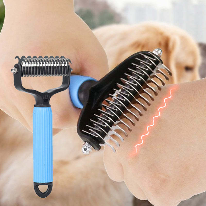 Double sided pet grooming brush