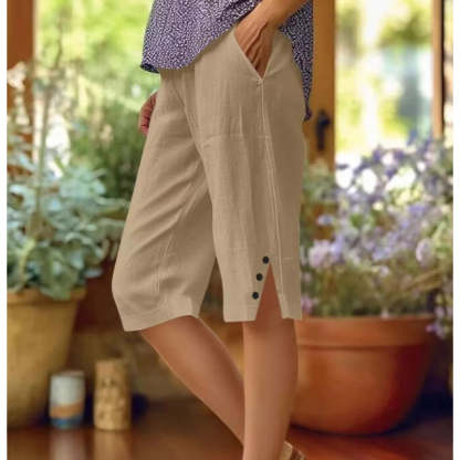 ⏳Time-Limited Special⏰Women's Casual Solid Color Pocket Capri Pants