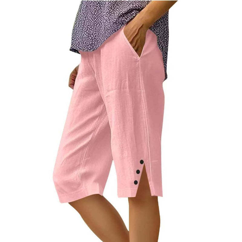 Time-Limited SpecialWomen's Casual Solid Color Pocket Capri Pants