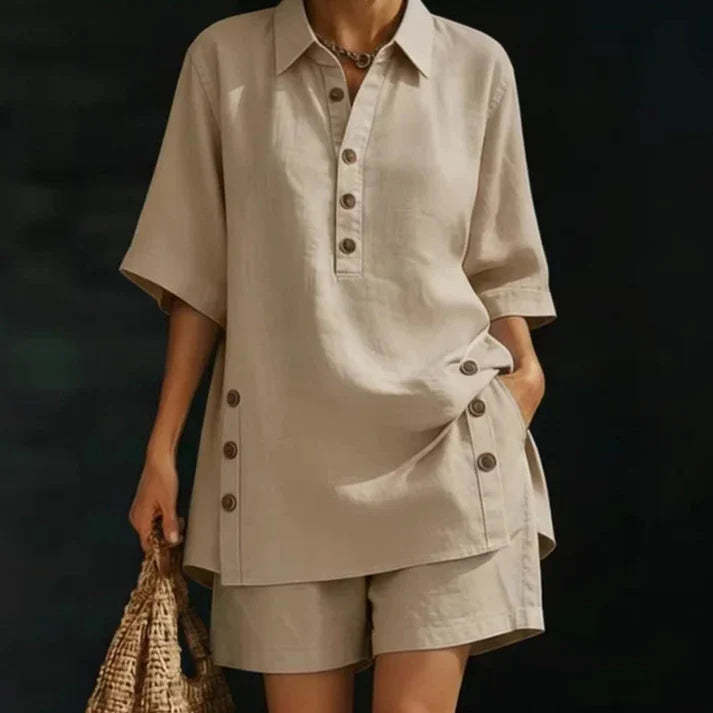 Women's Relaxed Button Detail Lounge Set