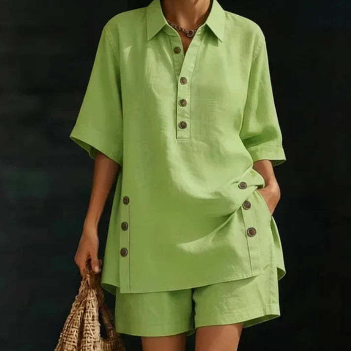 Women's Relaxed Button Detail Lounge Set