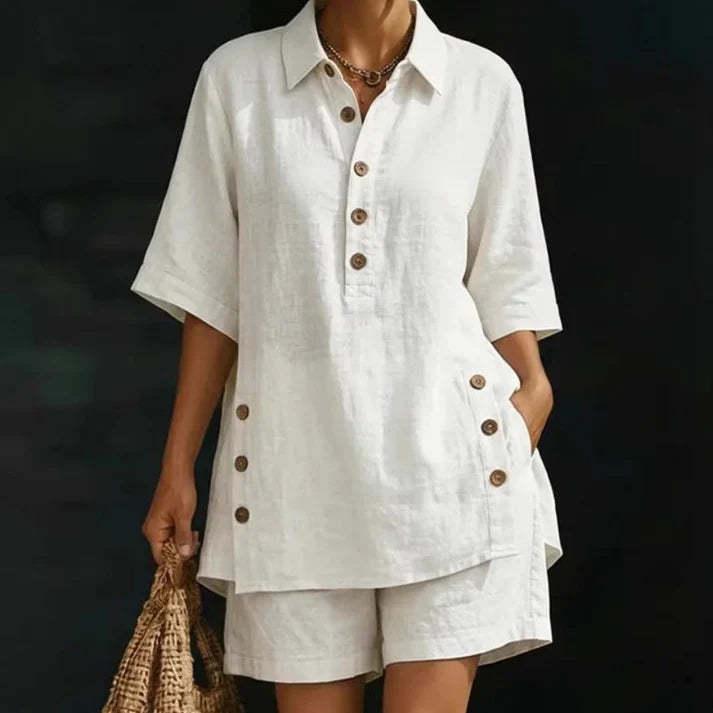 Women's Relaxed Button Detail Lounge Set