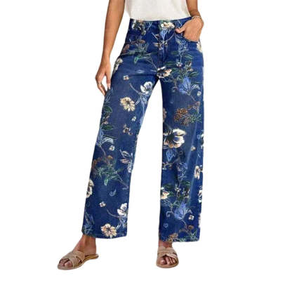 👖 50% OFF NOW! 🌸 Women's Floral Print Straight-Leg Jeans – Stretchy denim, vintage vibe & perfect for everyday casual chic ✨