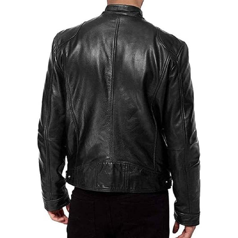  Premium Look, Everyday Ease | Men's PU Leather Stand-Collar Zip-Up Jacket