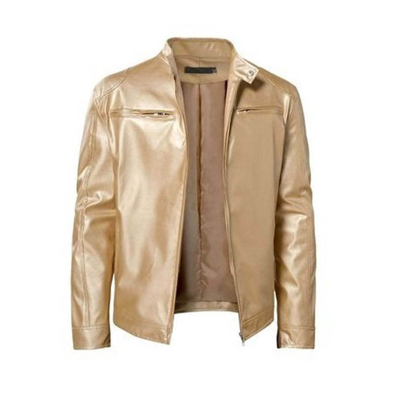  Premium Look, Everyday Ease | Men's PU Leather Stand-Collar Zip-Up Jacket