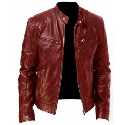  Premium Look, Everyday Ease | Men's PU Leather Stand-Collar Zip-Up Jacket