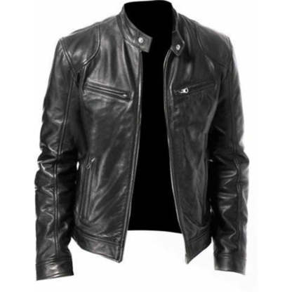  Premium Look, Everyday Ease | Men's PU Leather Stand-Collar Zip-Up Jacket
