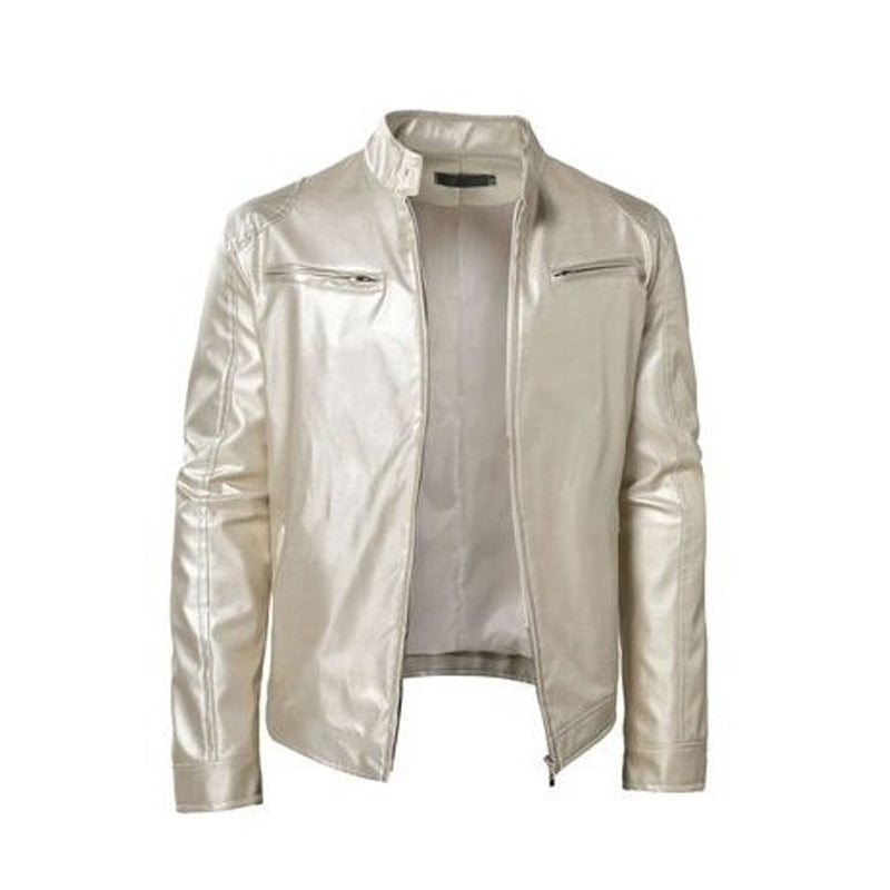  Premium Look, Everyday Ease | Men's PU Leather Stand-Collar Zip-Up Jacket