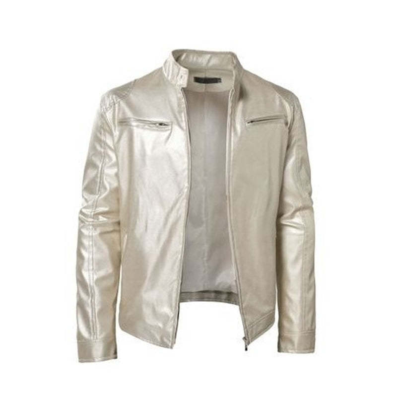  Premium Look, Everyday Ease | Men's PU Leather Stand-Collar Zip-Up Jacket