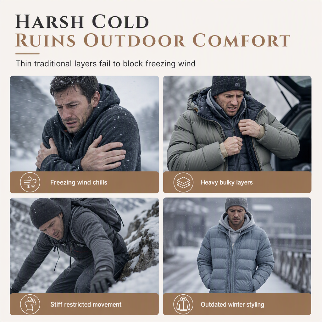 Men's Winter Lined Hoodie Jacquard Pattern Long Sleeve Pullover Sweatshirt for Casual Outdoor Wear✨