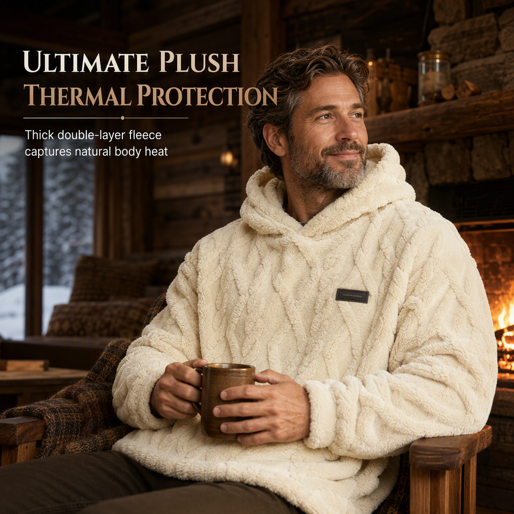Men's Winter Lined Hoodie Jacquard Pattern Long Sleeve Pullover Sweatshirt for Casual Outdoor Wear✨