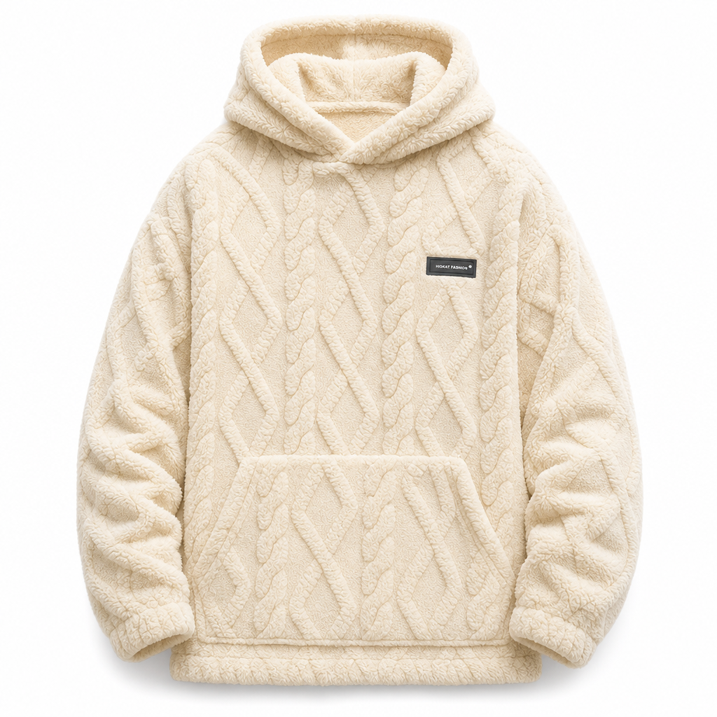 Men's Winter Lined Hoodie Jacquard Pattern Long Sleeve Pullover Sweatshirt for Casual Outdoor Wear✨