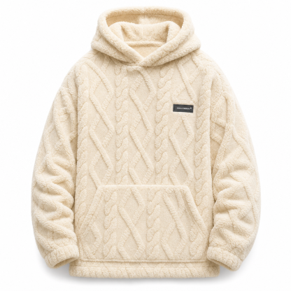 Men's Winter Lined Hoodie Jacquard Pattern Long Sleeve Pullover Sweatshirt for Casual Outdoor Wear✨