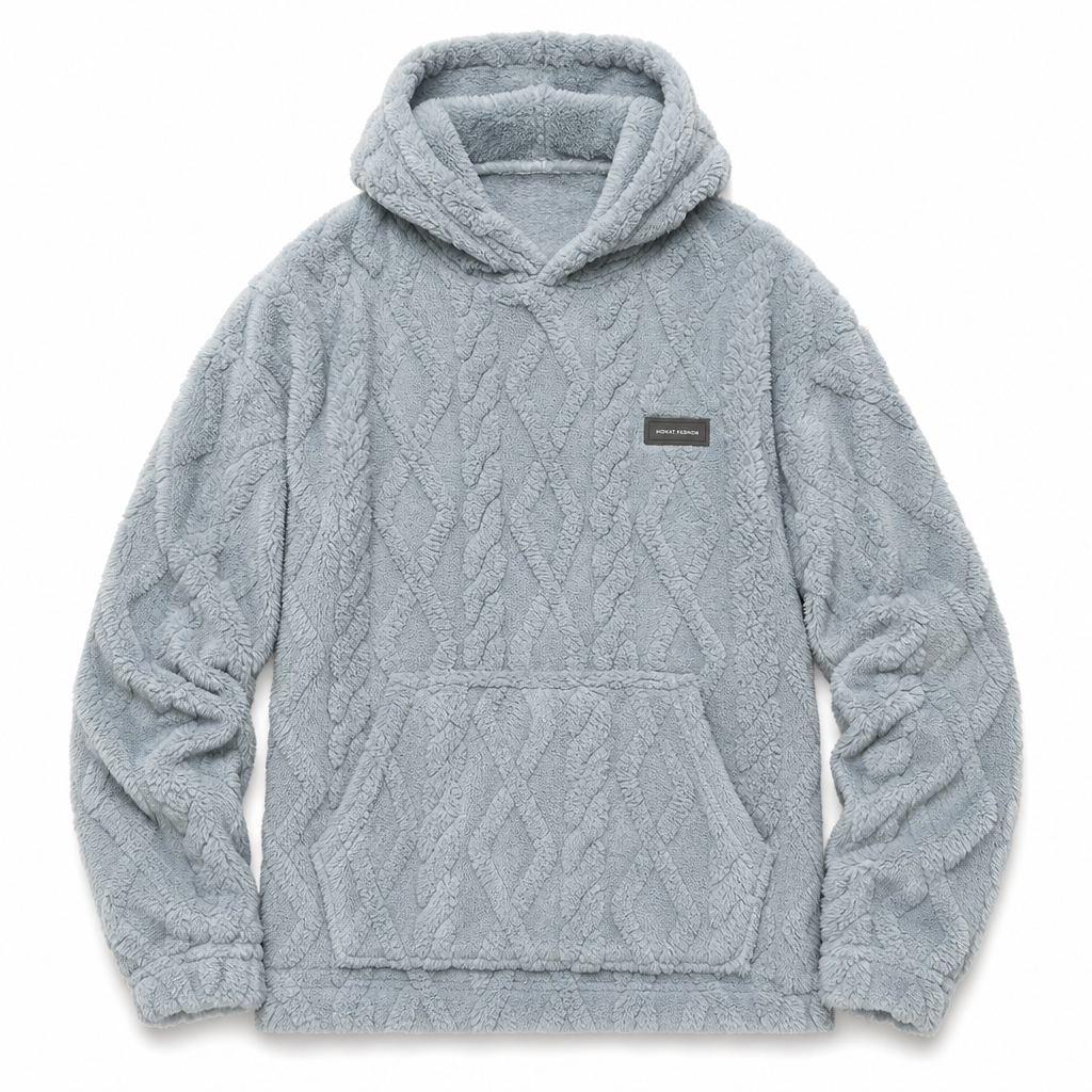 Men's Winter Lined Hoodie Jacquard Pattern Long Sleeve Pullover Sweatshirt for Casual Outdoor Wear✨
