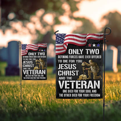 Veteran Flag Only Two Defining Forces Have Ever Offered To Die For You Jesus Christ and Veterans Day 3-Day Shipping