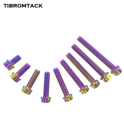 TIBROMTACK M6 Titanium Bolts, Flange Torx Head(4 pcs pack), T30 Torx Screwdriver, M6X10 15 20 25 30 35 40 45 50, High Strength Lightweight for Motorcycle, Automotive