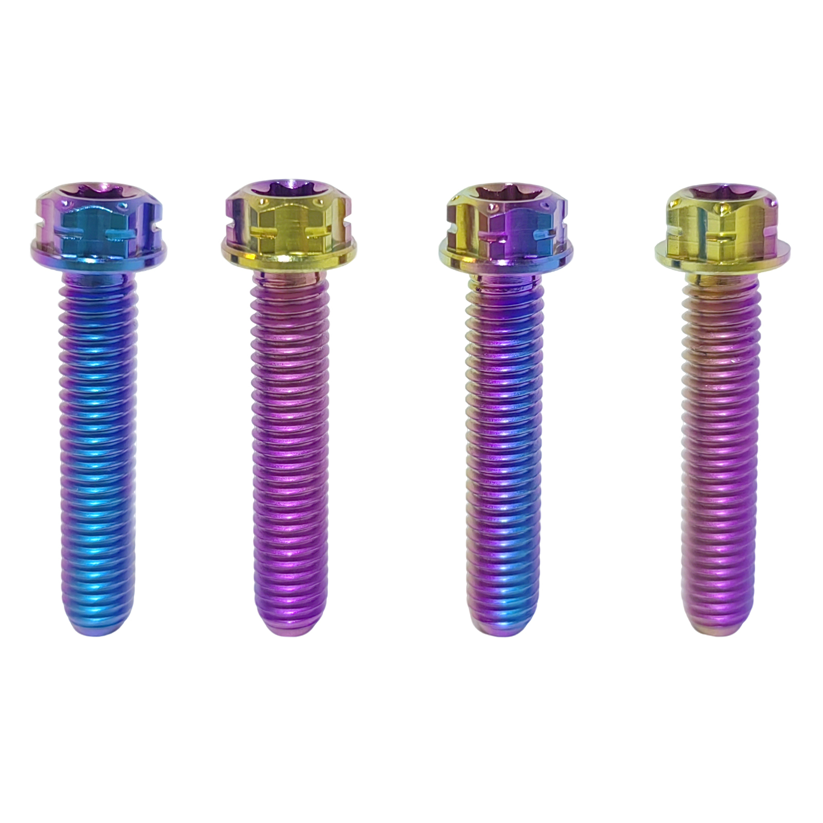 TIBROMTACK M6 Titanium Bolts, Flange Torx Head(4 pcs pack), T30 Torx Screwdriver, M6X10 15 20 25 30 35 40 45 50, High Strength Lightweight for Motorcycle, Automotive