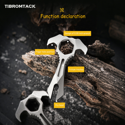 Titanium EDC Pry Bar, 1.85Inch Mini Multitool Mighty Bar, Lightweight 11g Non-Magnetic Titanium Tool for Outdoor Survival, Precision Work, Bottle Opening, Portable EDC Gear