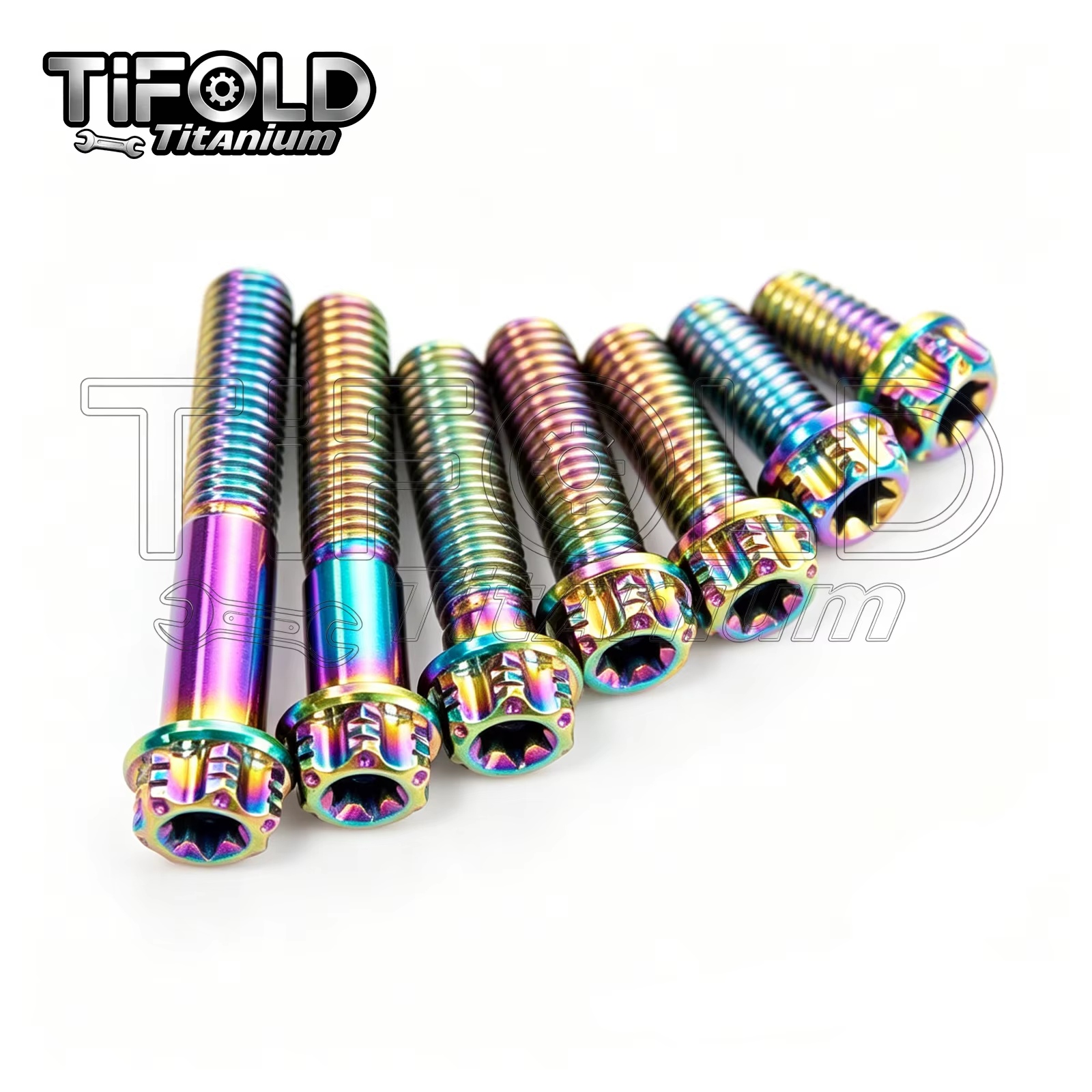 TIFOLD 4 pieces M8 titanium alloy screw flange inner and outer plum blossom screw engine pump fork screw