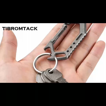 TIBROMTACK Gr5 Titanium Carabiner, EDC Multitool with Keychain Bottle Opener, Lightweight 15g for Outdoor & Daily Use