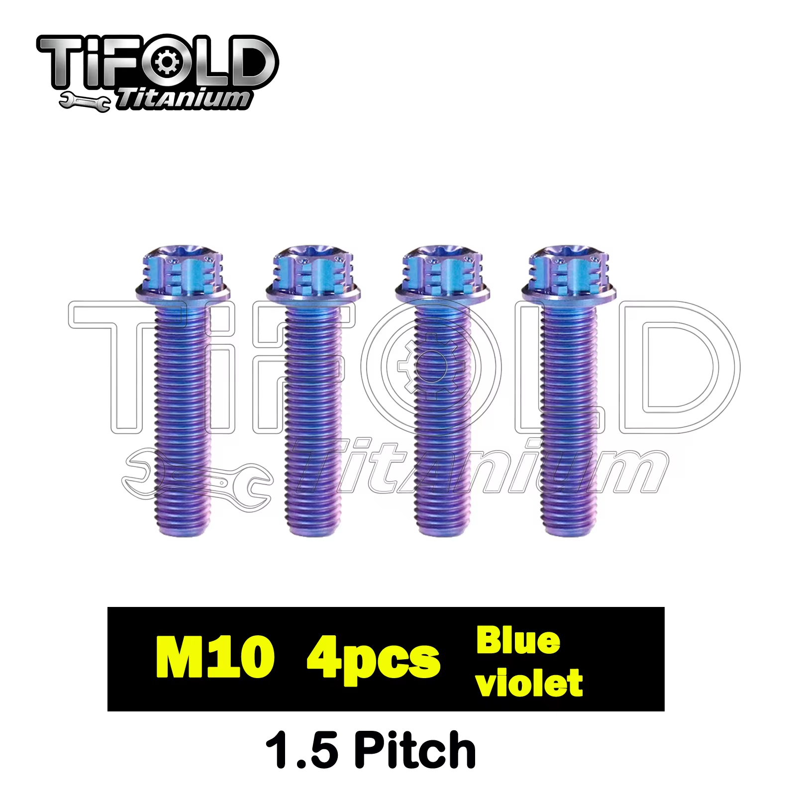 TIFOLD 4 pieces M10 1.25P titanium alloy screw flange inner and outer plum blossom screw engine pump fork screw