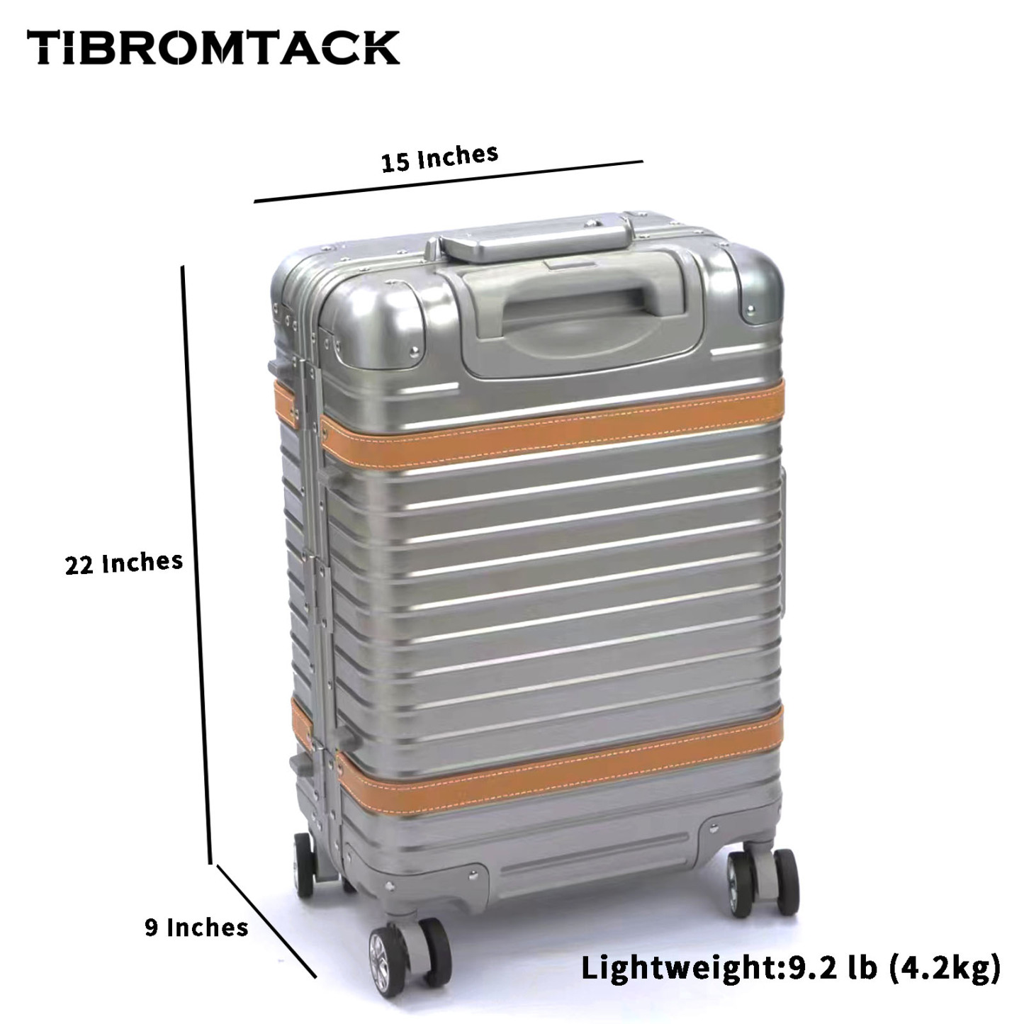 Titanium Carry On Luggage Airline Approved 20 Inch Suitcases with Wheels Luxury Metal Spinner Wheels Titan Metal Hard Shell with TSA Lock