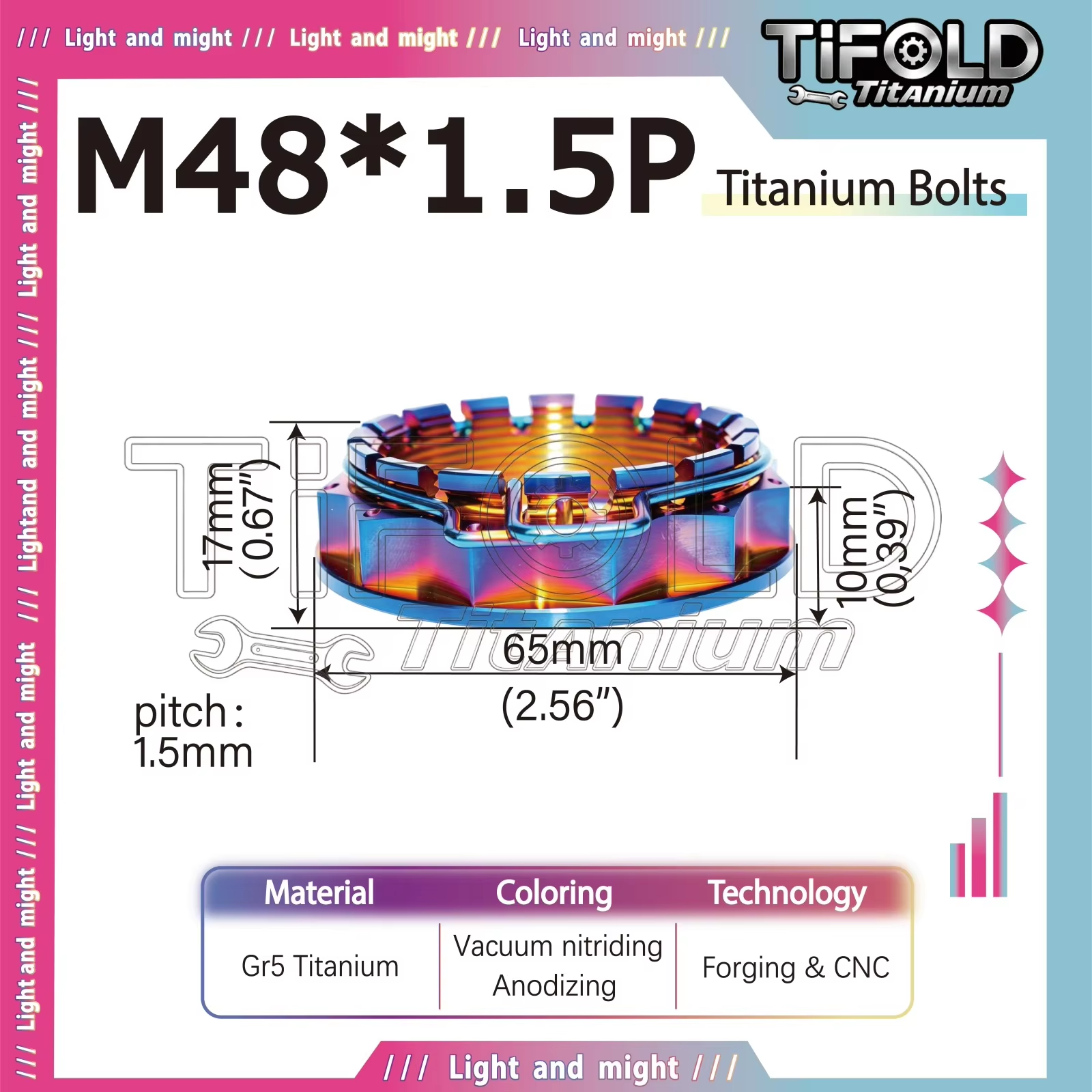 TIFOLD M48x1.5P Gr5 Titanium Axle Wheel Nut with Circlip for DUCATI Motorcycle