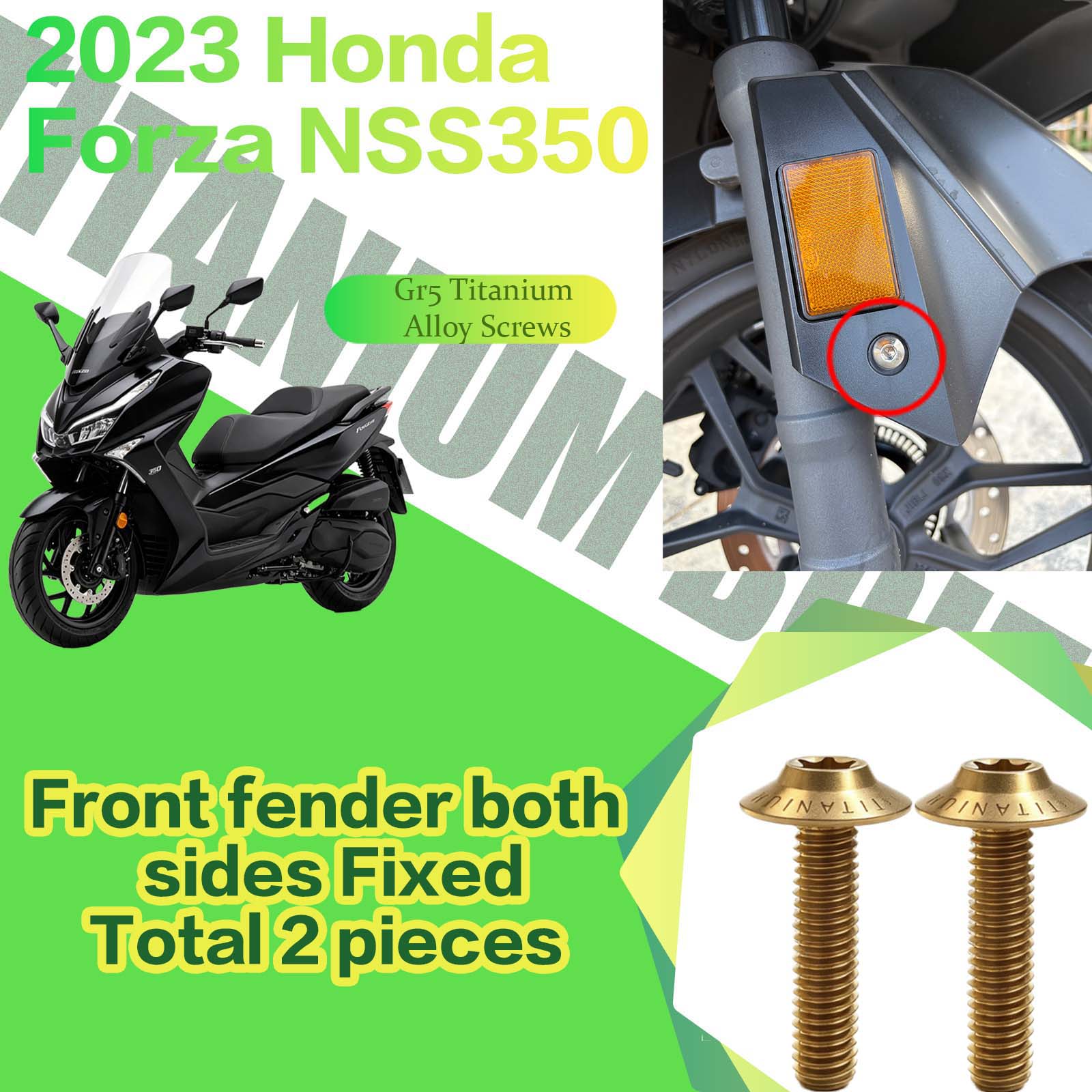 TIFOLD Titanium Alloy Modification Screws for Honda NSS350 Motorcycle, 2023 Model