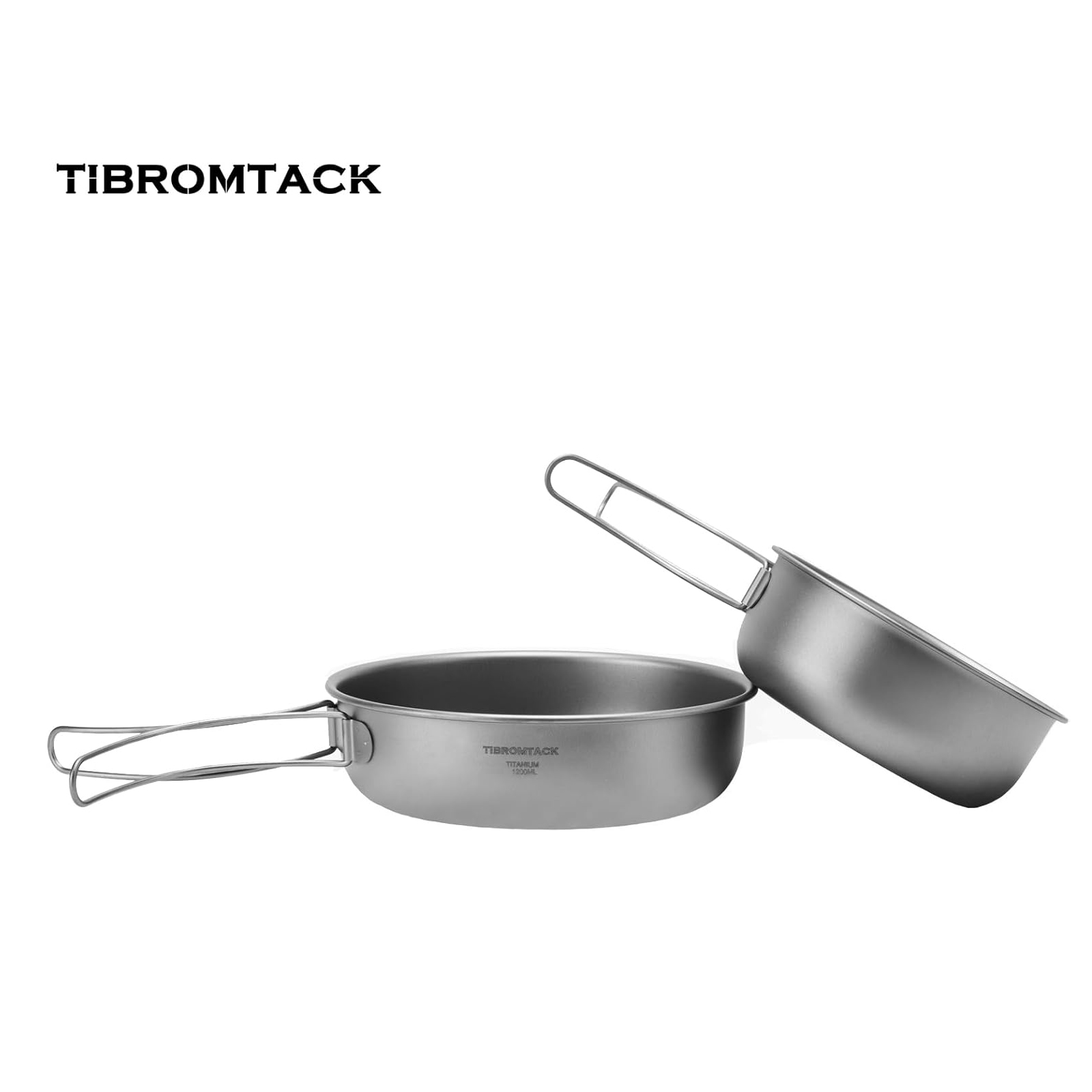 TIBROMTACK Camping Pan with Foldable Handles Pure Titanium Camping Backpacking Pot 700ml for Outdoor Camping Cooking Hiking Backpacking Portable Cookware…