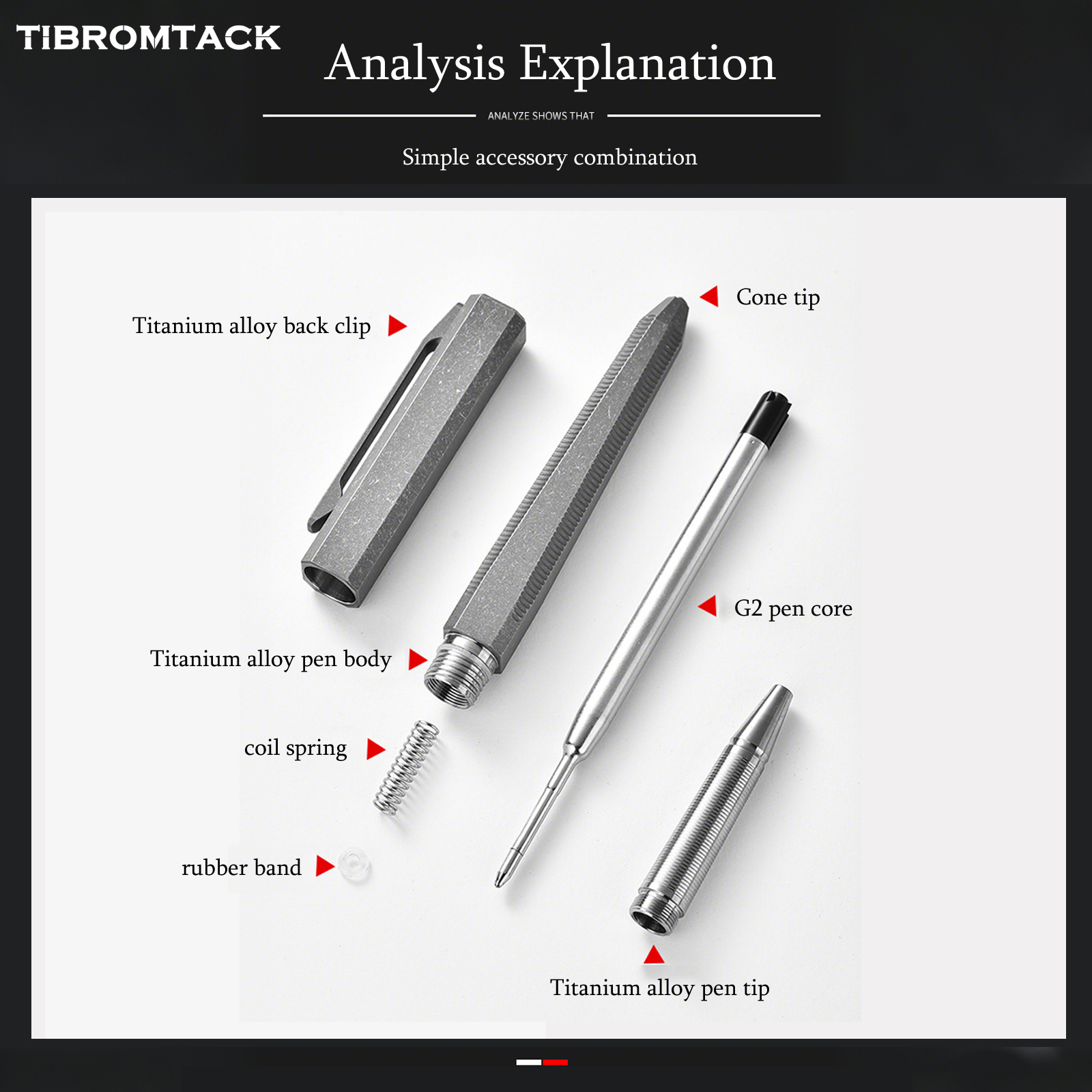Titanium Tactical EDC Pen, Lightweight & Durable Survival Pen with Tungsten Steel Glass Breaker, G2 Refill Compatible, Comfortable Anti-Slip Grip for Daily Carry, Outdoor & Emergency Use
