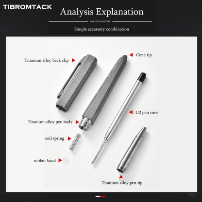 Titanium Tactical EDC Pen, Lightweight & Durable Survival Pen with Tungsten Steel Glass Breaker, G2 Refill Compatible, Comfortable Anti-Slip Grip for Daily Carry, Outdoor & Emergency Use