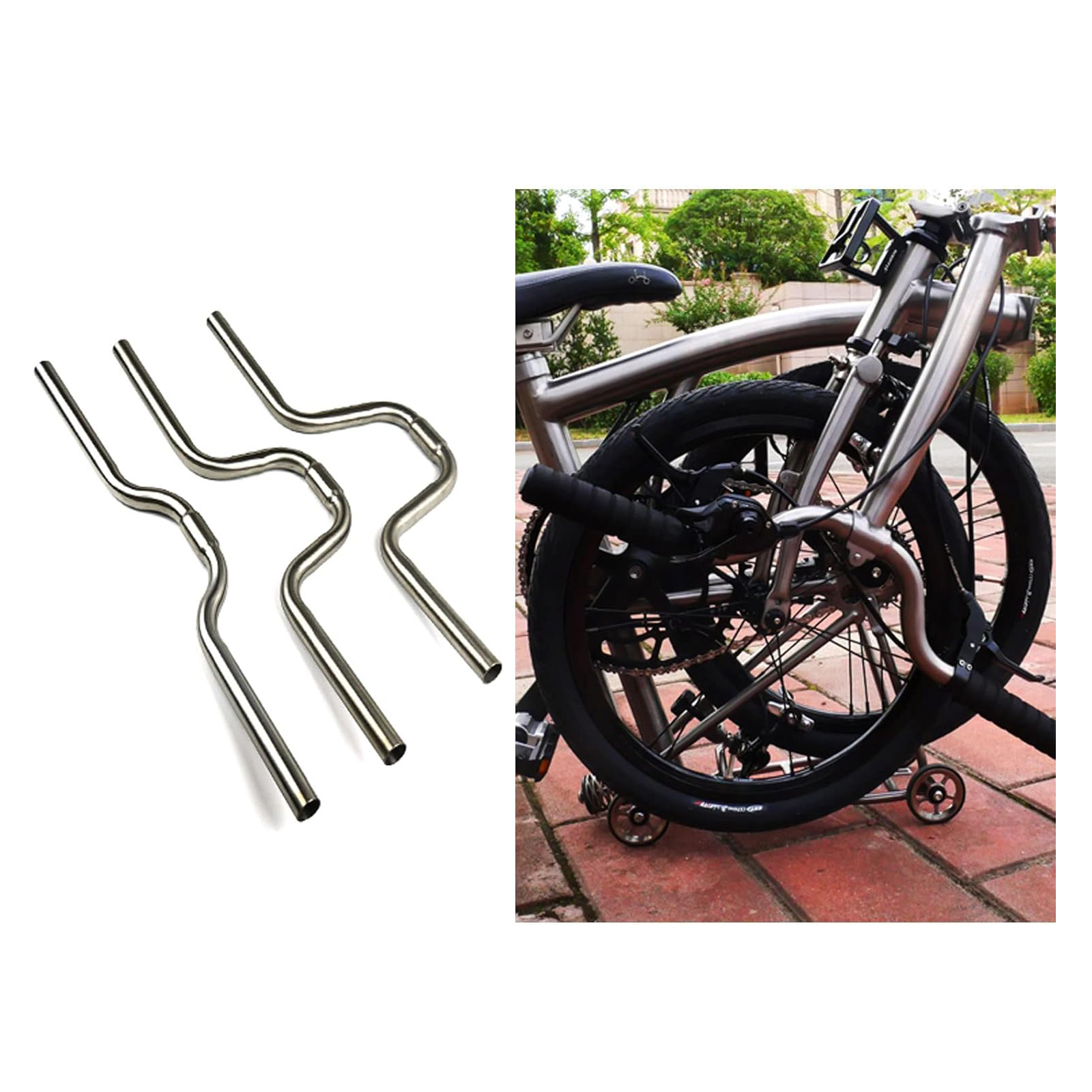For Brompton Titanium Riser Handle Bar M Type 25.4mm Ultra Light Ti Parts of Folding Bike