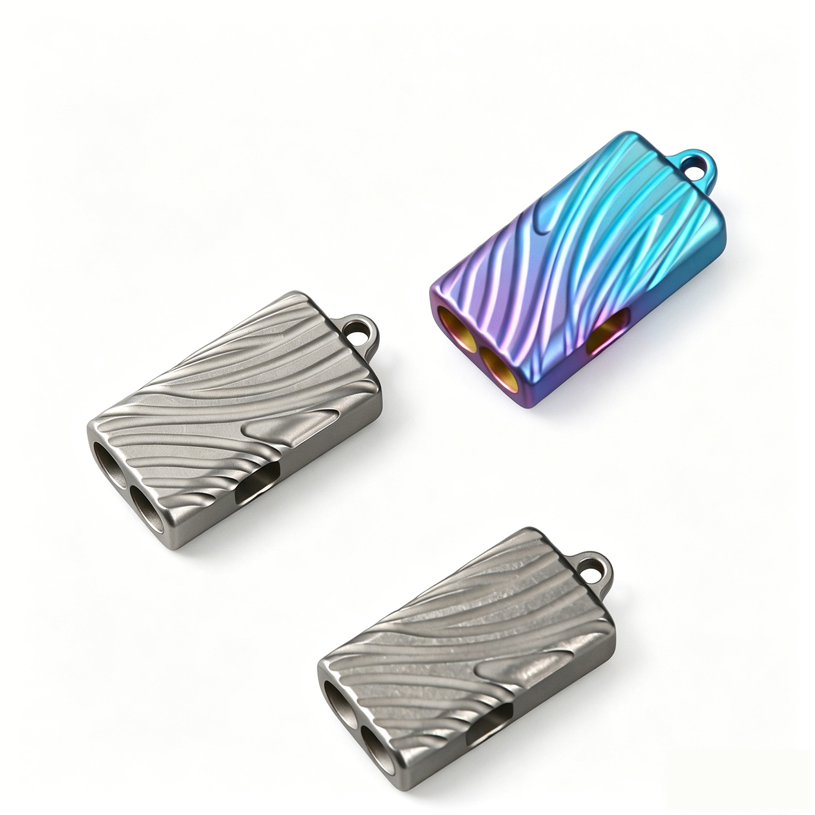 TIBROMTACK Gr5 Titanium Double Tube Whistle, Lightweight Emergency Survival Whistle for Hiking Camping, Rustproof Titanium Alloy Whistle for Adults, Dog Training & Outdoor EDC