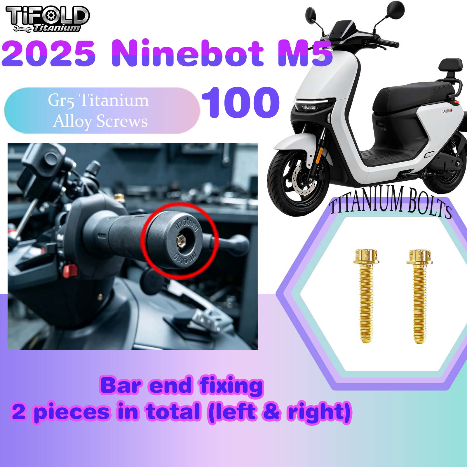 TIFOLD Titanium Alloy Modification Screws for Segway Ninebot M5 100 2025 Model Electric Motorcycle
