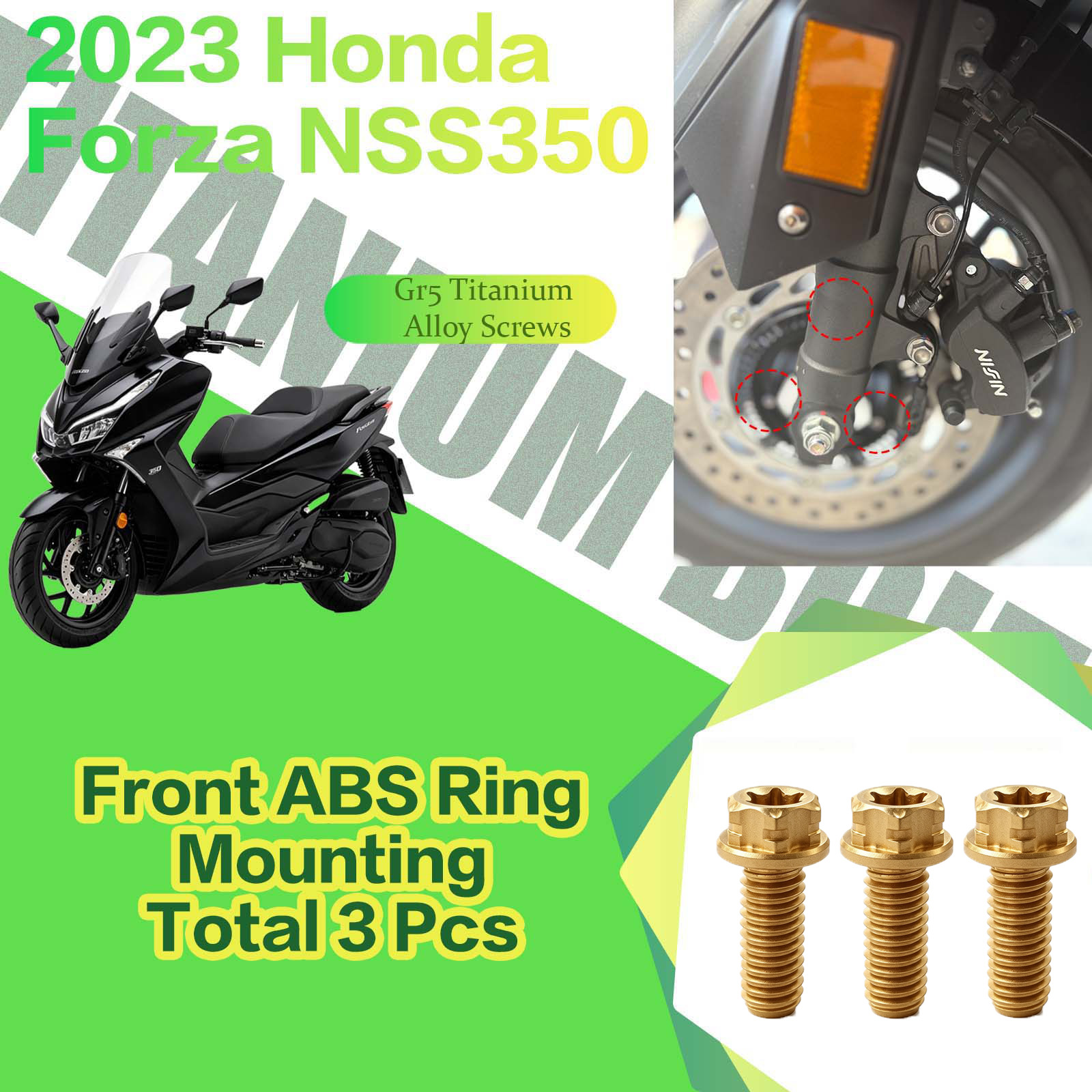 TIFOLD Titanium Alloy Modification Screws for Honda NSS350 Motorcycle, 2023 Model