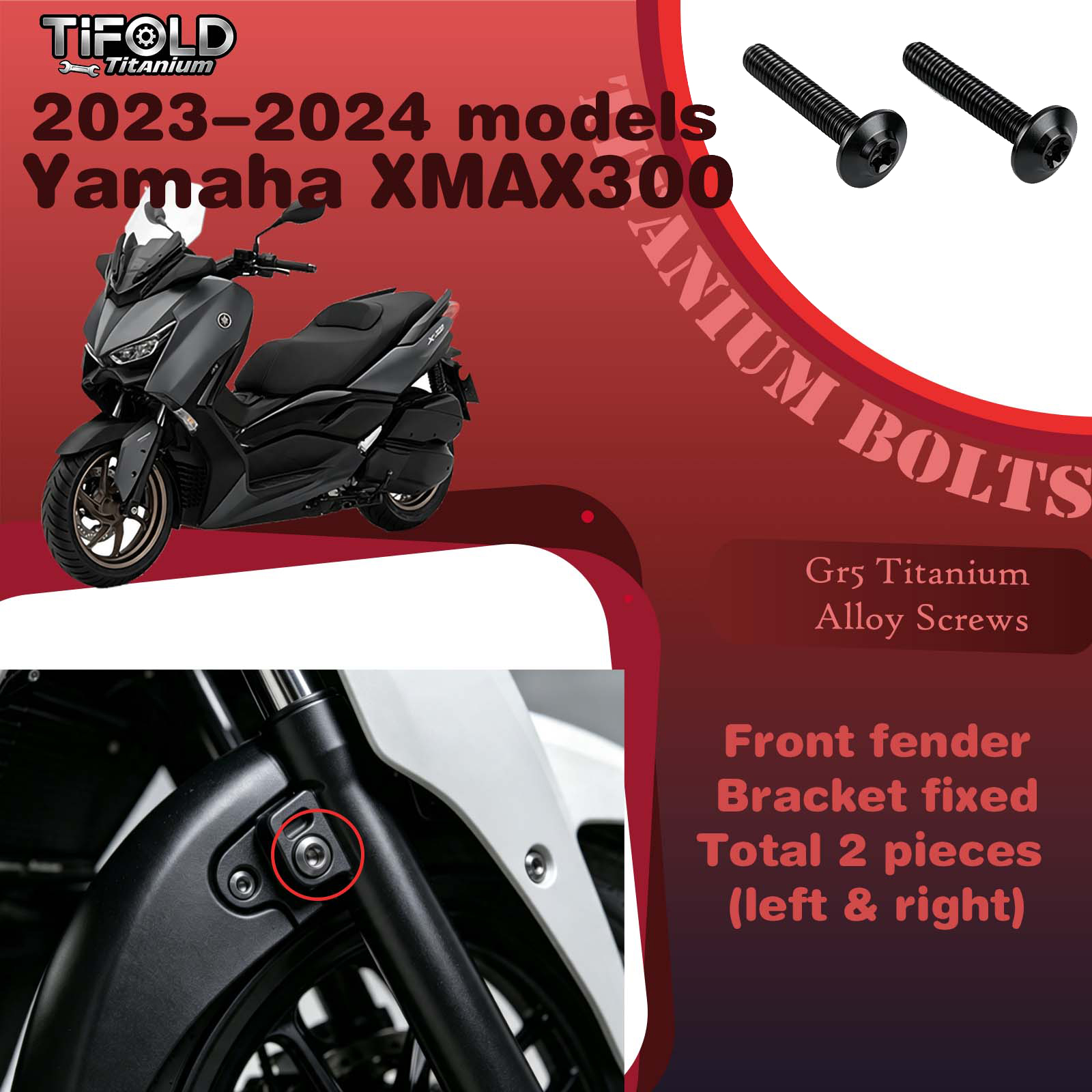 Titanium Alloy Screws for Modification, Fit for YAMAHA XMAX 300 23‑24 Mdels Motorcycle