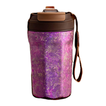 TIBROMTACK 15oz Travel Coffee Mug Titanium Coffee Travel Cup with Lid Leak Proof Small Travel Mug Reusable Portable Coffee Cup Insulated Coffee Tumbler for Hot and Cold Drinks