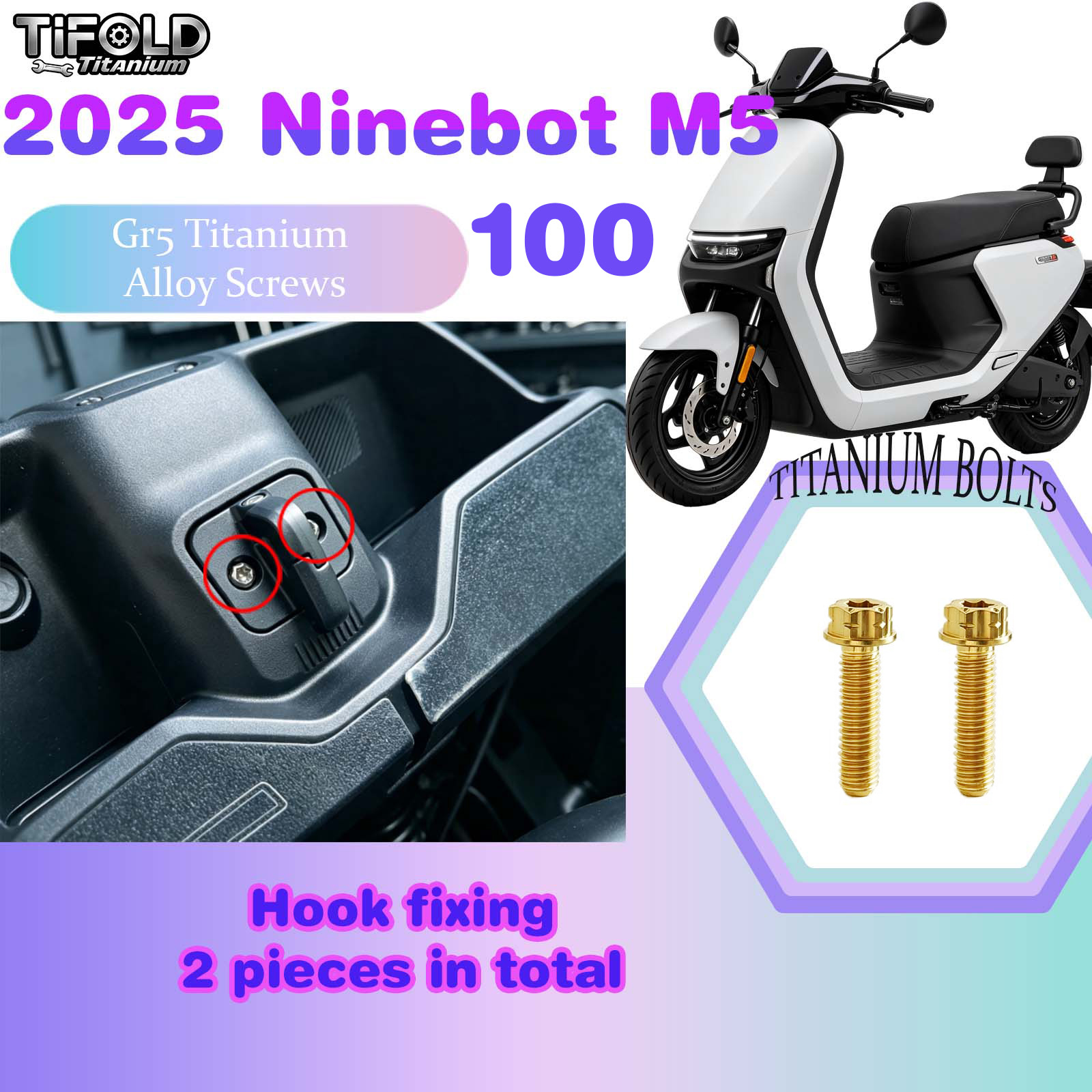 TIFOLD Titanium Alloy Modification Screws for Segway Ninebot M5 100 2025 Model Electric Motorcycle