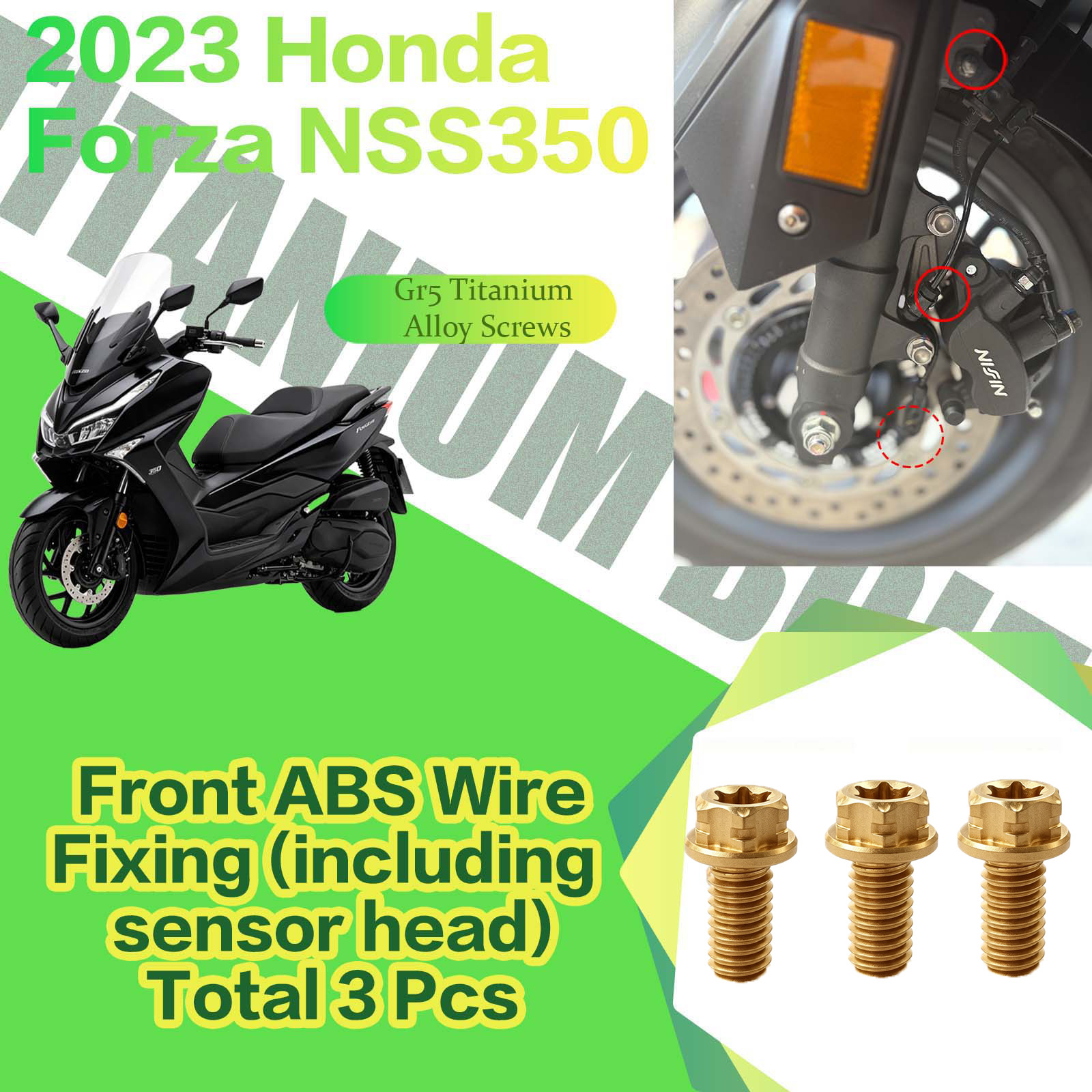 TIFOLD Titanium Alloy Modification Screws for Honda NSS350 Motorcycle, 2023 Model