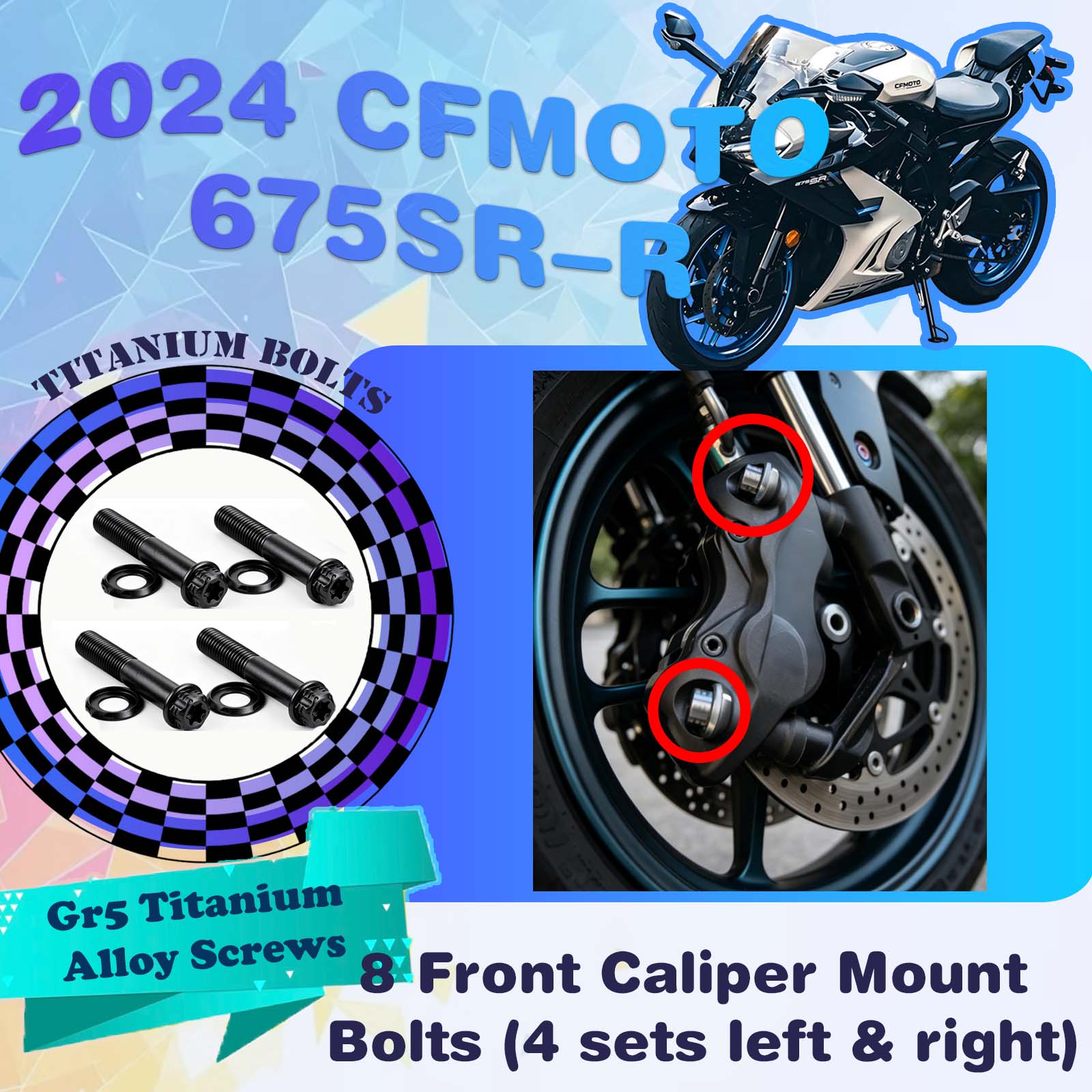TIFOLD Full‑Vehicle Titanium Alloy Modification Screws for CFMOTO 675 SR‑R, 2024 Model