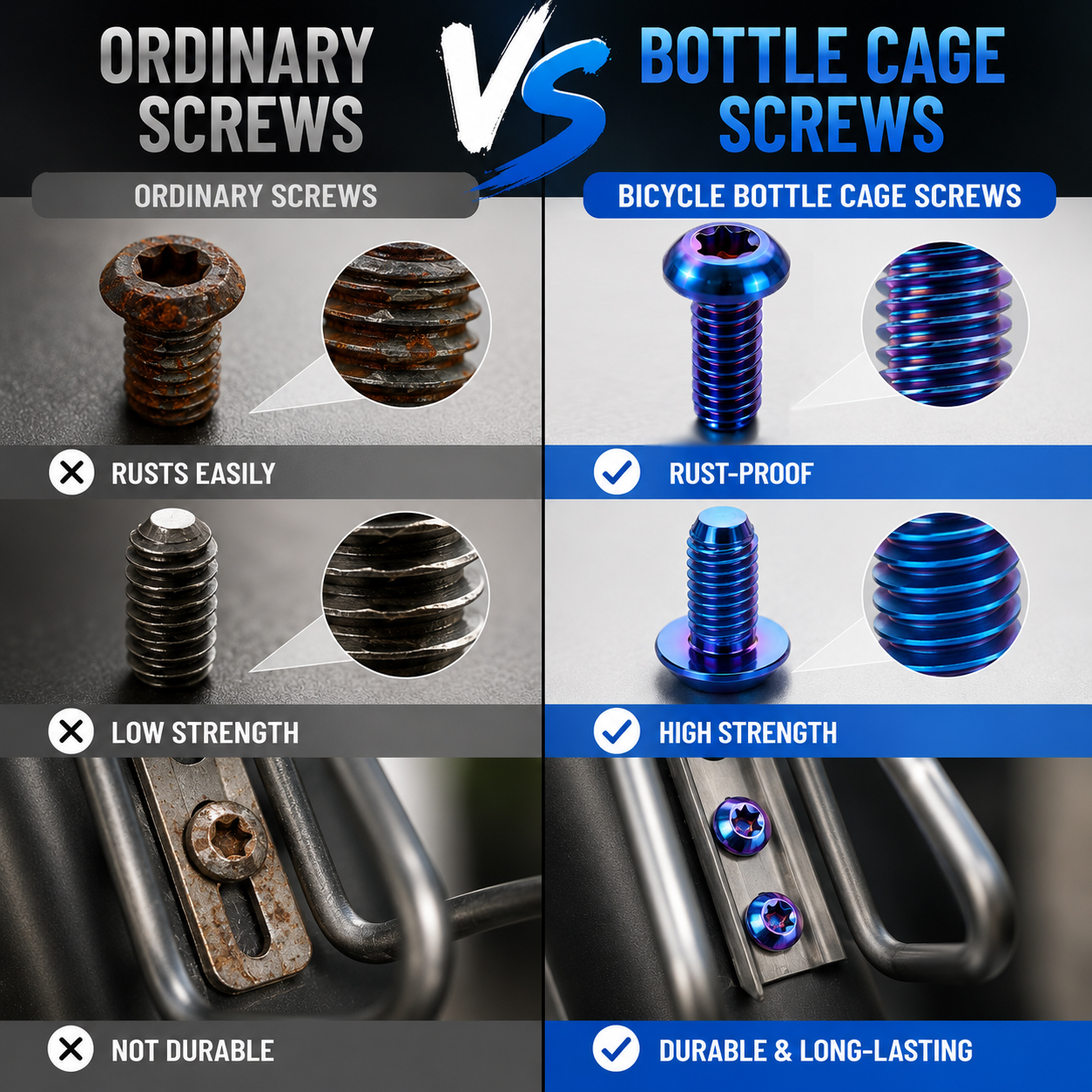 TIFOLD Titanium Alloy Bottle Cage Screws, Inner Torx, Rust‑proof & Corrosion‑resistant, Cycling Accessories, 2 PCS