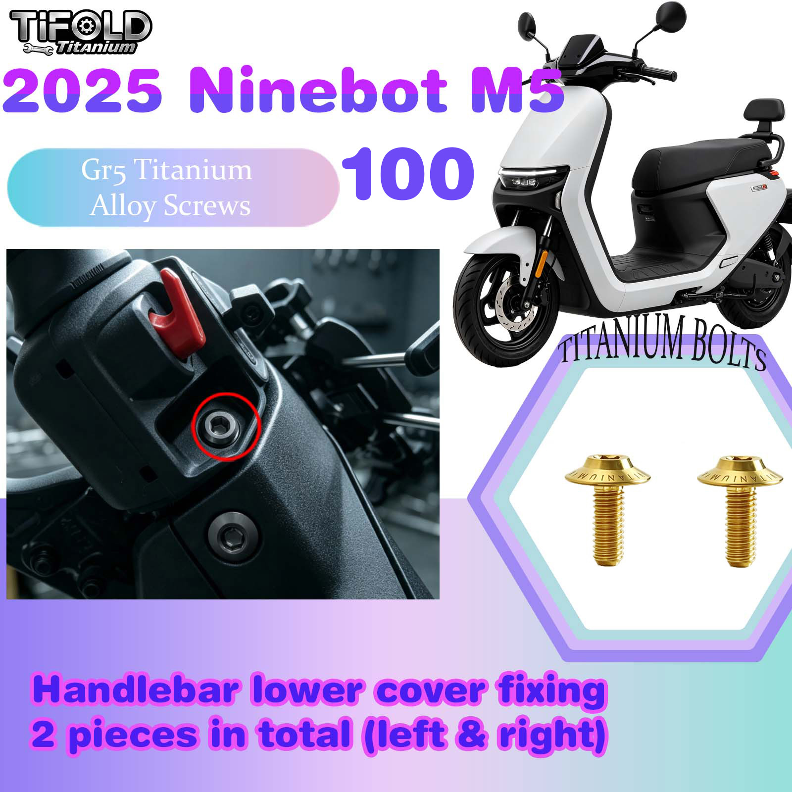 TIFOLD Titanium Alloy Modification Screws for Segway Ninebot M5 100 2025 Model Electric Motorcycle