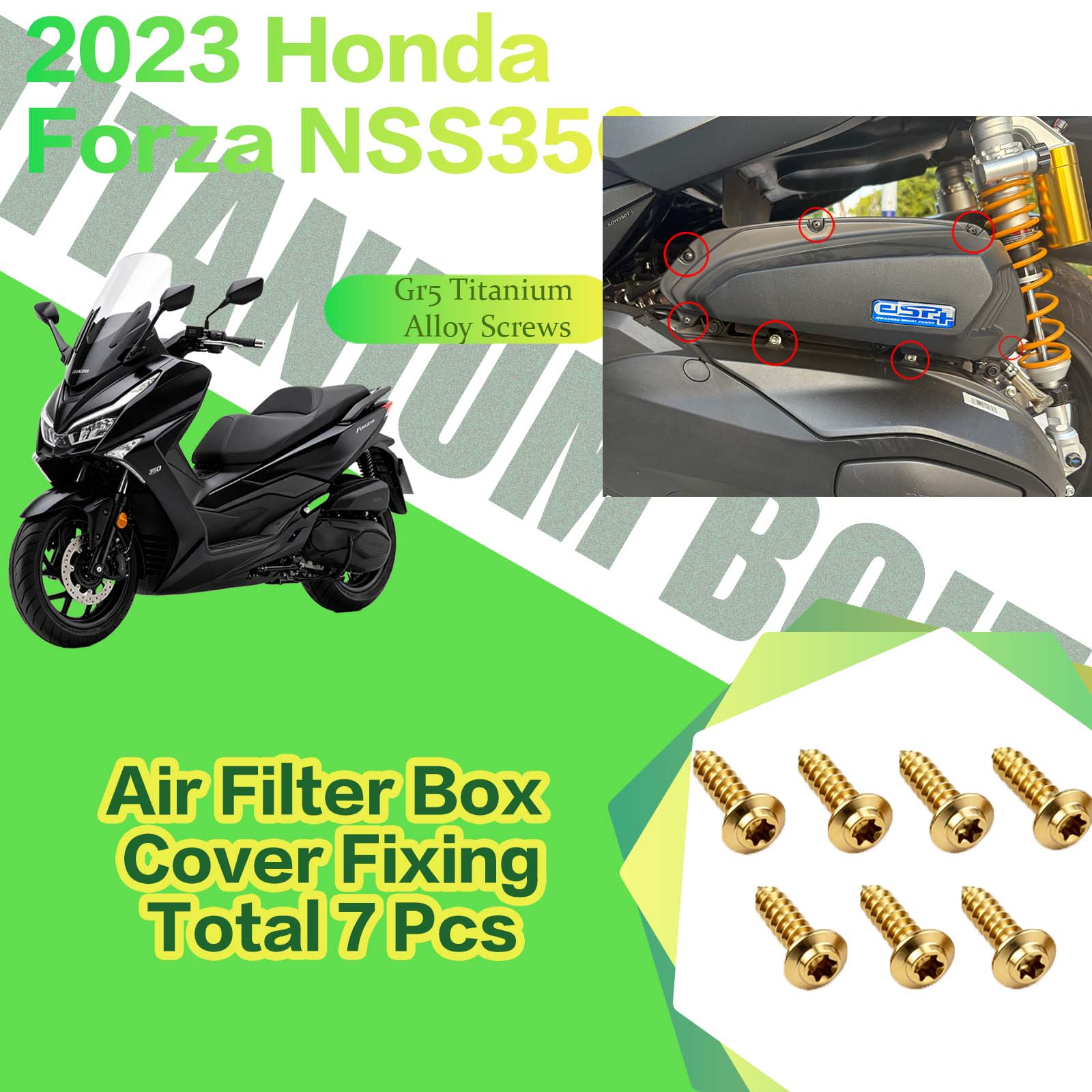 TIFOLD Titanium Alloy Modification Screws for Honda NSS350 Motorcycle, 2023 Model